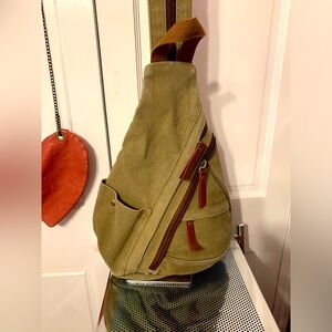 Canvas Sling Bag ….Olive Green